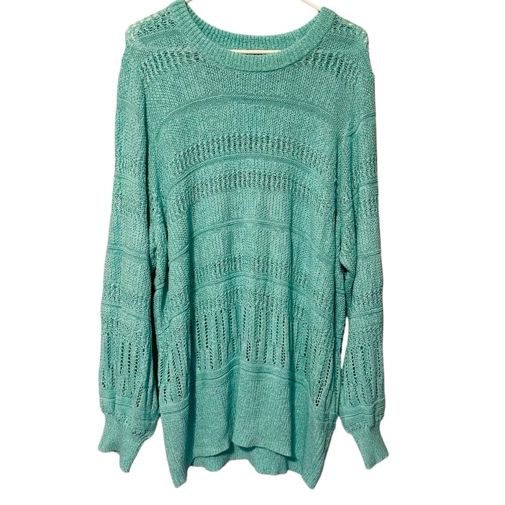Torrid Open Knit Sweater Tunic Coastal Cottage Granola Cabin Lagenlook Size 4X